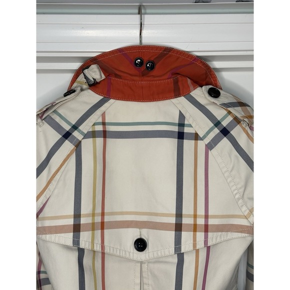 Coach, Women's Tattersall Plaid Belted Short Classic Lined TrenchCoat, size XS - Picture 4 of 10